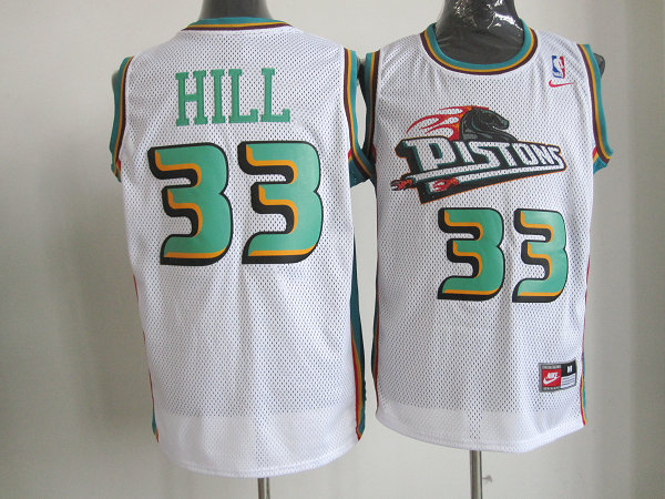  NBA Detroit Pistons 33 Grant Hill Swingman Throwback White Jersey